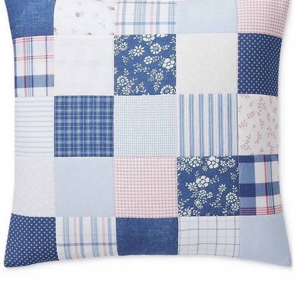 Lauren Ralph Lauren Cosima Patchwork Throw Pillow Blue Floral 18”x18” - Picture 5 of 5